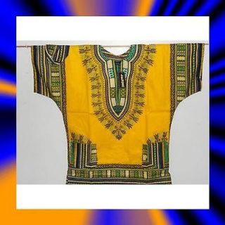 YELLOW DASHIKI 100% Cotton African Fashion Ethnic Clothing OSFM