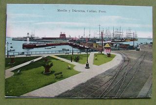 Tall Ships.Muelle y Darsena,Callao​,Peru. Divided Back Era (1907