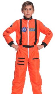 Kids Boys Girls NASA Astronaut Orange Halloween Costume