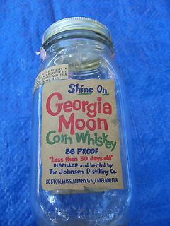 Shine On Georgia Moon Corn Whiskey” Empty Jar, 4/5 Quart, Clean