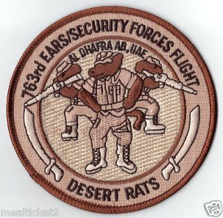763rd EARS/SECURITY FORCES FLIGHT   DESERT RATS   4 USAF DOD PATCH