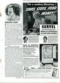 1938 Servel Electrolux Kerosene Refrigerator Ad