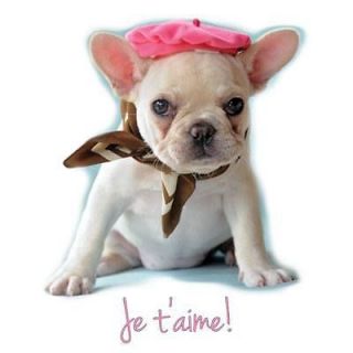 French Bulldog Puppy Dog Je Taime Fashion Ladies Classic Fit White T