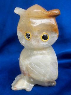 Vintage Alabaster Marble Owl Figurine