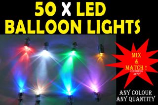 50 X LED BALLOON LIGHT   MIX & MATCH, WEDDING, PARTY, LATEX HELIUM