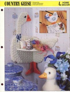 Country Geese Shelf & Paper Clip Annies NEW Plastic Canvas PATTERN