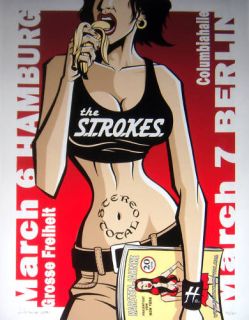 The Strokes Hamburg & Berlin 3/6 7/02 meag rare concert poster s/n by