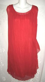 Chic ALBERTA FERRETI Orange Red Pleated Silk Dress 44 8 $800 Matching