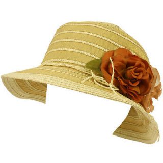 UPF 50+ Summer Floral Cloche Bell Bucket Packable Sun Hat Cap Shimmer