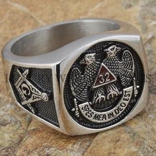 Mens Masonic Ring 32 Degree Scottish Rite Master Freemason Square G