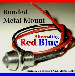 RED BLUE Alternating Dummy Fake Car Alarm LED Light Dash Mount mm