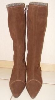 New Womens VS Colin Stuart Tall Suede Boots, Med Hells, Brown, Size 8