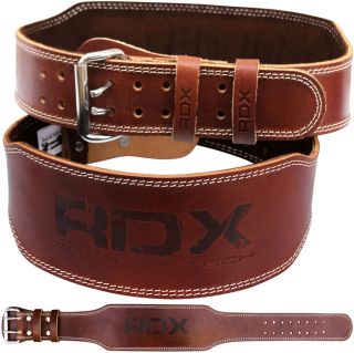 RDX Weight Lifting 4 Nubuck Leather Belt Back Support Strap Gym Power