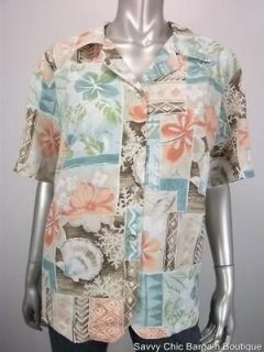 Alfred Dunner NEW 16W/1X Blue Green Brown Orange Floral Top Plus Sz