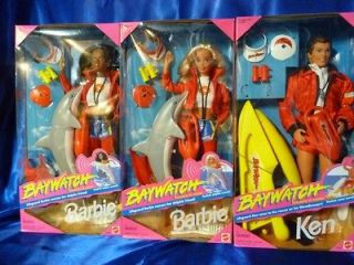 Lifeguard Barbie & Ken dolls Lot 3 White & African American 1994 NRFB
