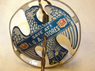 Vintage toy, Save at I.G.A. Stores, IGA, Eagle, metal, spins down the