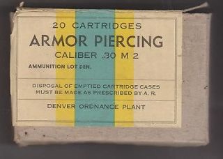 War II Vintage .30 Caliber M2 Armor Piercing Ammo Box, Denver Ordnance