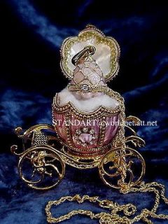 Russian Imperial Empress Alexandra Carriage EGG Faberge Necklace