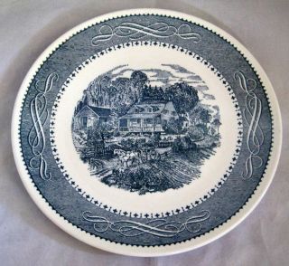 Anchor Hocking Ironstone 10 3/8 Currier & Ives Blue Transferware