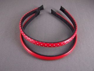 polka dot set 2 thin skinny narrow 3/8 wide 1 cm headband hair band
