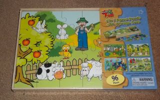 PUZZLES FOR FUN 4 IN 1 JIGSAW W/STORAGE CASE 96 PIECES*SEALED*