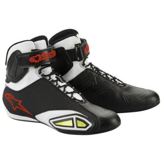 ALPINESTARS MENS FASTLANE BOOTS MOTORCYCLE SHOES BLACK WHITE RED
