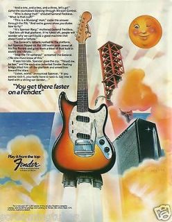 1974 FENDER MUSTANG GUITAR PRO REVERB AMP ROCKET PRINT AD