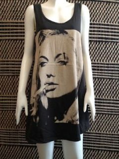 ANGELINA JOLIE SEXY SMOKE Mini Dress Tank Top Vest T Shirt M/L New