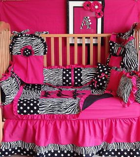 pc Hot pink dot zebra baby bedding