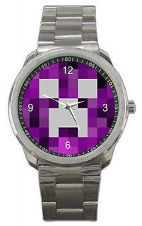 Minecraft Violet Creeper Metal Sport Watch   Analogue 12 Hour Watch