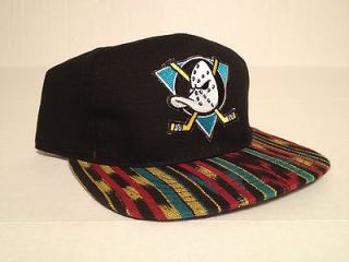 Custom Vintage Anaheim Mighty Ducks Rasta Snapback Hat Cap Aztec NHL
