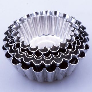 Set Aluminum Cake Mold Cupcake Tart Flat Base Liner 3D Mould Tin 6