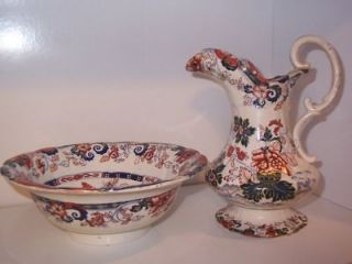 Antique Minton Amherst Ewer Basin pitcher bowl wash basin set