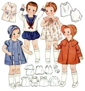 Doll Clothes Pattern 1919 ~ size 19 or 22 ~ Patsy Ann, Patsy Lou