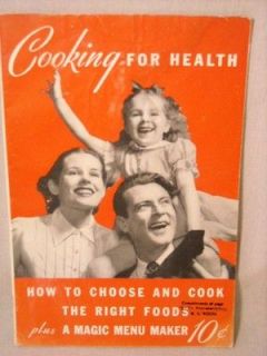 VTG 1942 MAGIC CHEF GAS RANGE COOKING FOR HEALTH RECIPE BOOK
