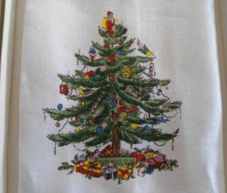 Vintage Spode Christmas Tree Linen Guest Hand Towel New in Box