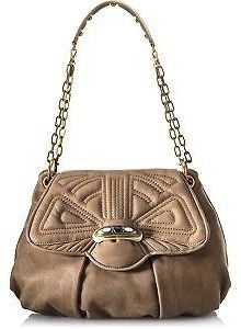 ISABELLA FIORE Illusion Angela Brown Leather Shoulder Bag Handbag $395