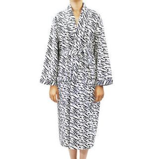 Leisureland Womens Cotton Flannel Novelty Animal Print Robe Zebra