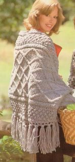 Aran Style Knitting Pattern for an Irish Shawl in Chunky Wool  One