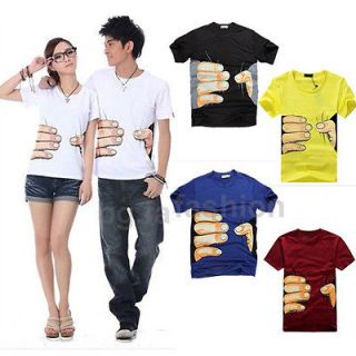 Funny Womens Lady Big Hand Catch Hold Printed Short T Shirt Tops