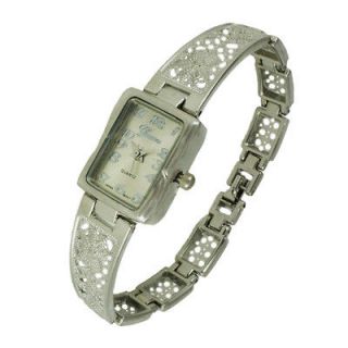 Vintage Silver Face Filigree Silver Link Metal Band Bracelet Watch
