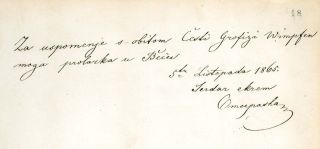 Omar Pasha Latas (1806 71) rare Autographed note signed