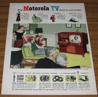 1951 Vintage Ad Motorola Television and Record Player Model 20F2