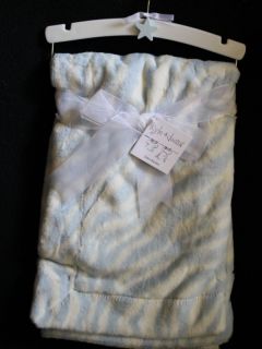 And & Deena Blue Zebra Print Stripe Baby Soft Lovey Security Blanket