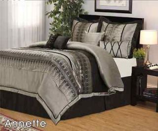 pcs Queen Annette Gray Black Bedding Comforter Set
