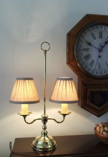 Vintage Solid Brass Double Candle Student Lamp Rotary Switch Cloth
