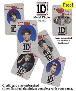 One Direction personalised keepsake metal photo cards with free extra
