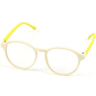 Round Matte Unisex Fake Clear Lens Nerd Eyeglasses Glasses Cream Yello