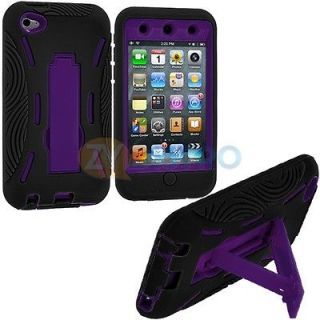 Hybrid Hard/Soft Skin Case Cover Stand for iPod Touch 4th Gen 4G