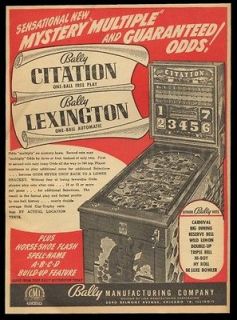 1948 Bally Citation pinball machine photo scarce vintage trade print